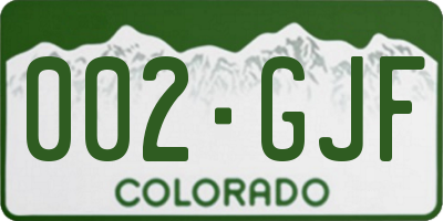 CO license plate 002GJF
