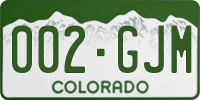 CO license plate 002GJM