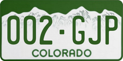 CO license plate 002GJP