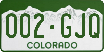 CO license plate 002GJQ