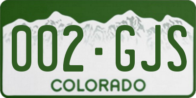 CO license plate 002GJS