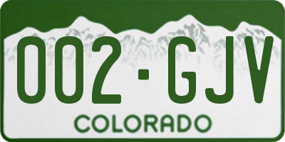 CO license plate 002GJV