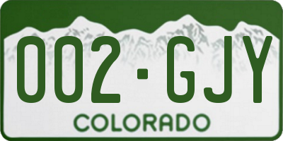 CO license plate 002GJY