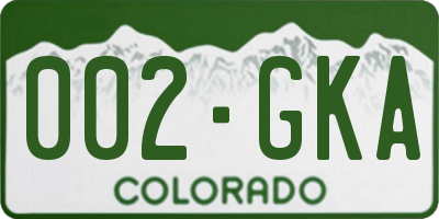 CO license plate 002GKA