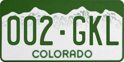 CO license plate 002GKL