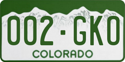 CO license plate 002GKO