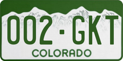 CO license plate 002GKT