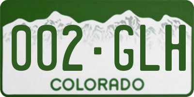 CO license plate 002GLH