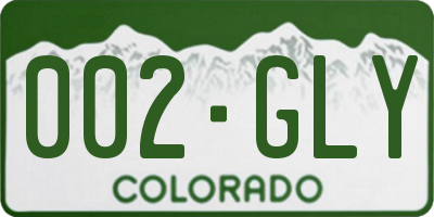 CO license plate 002GLY