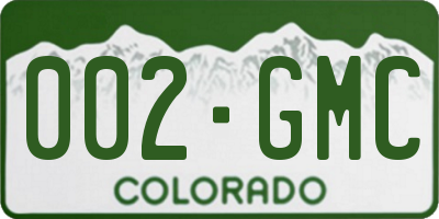 CO license plate 002GMC
