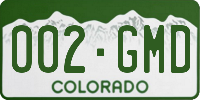 CO license plate 002GMD