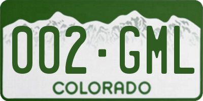 CO license plate 002GML