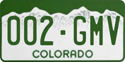 CO license plate 002GMV