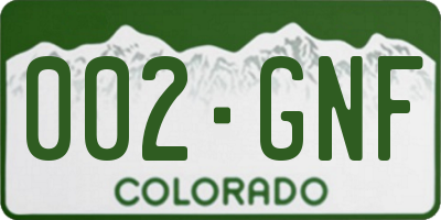 CO license plate 002GNF