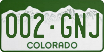 CO license plate 002GNJ