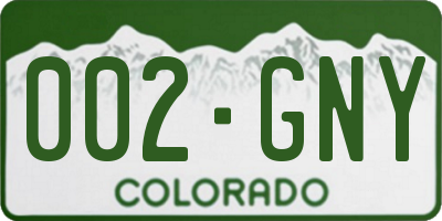 CO license plate 002GNY