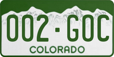 CO license plate 002GOC