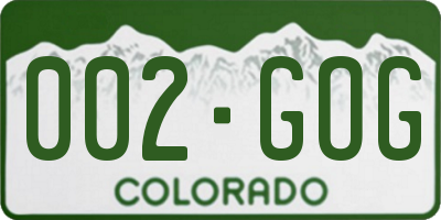 CO license plate 002GOG