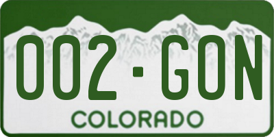 CO license plate 002GON