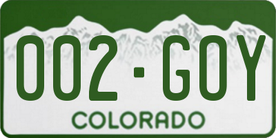 CO license plate 002GOY