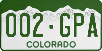 CO license plate 002GPA