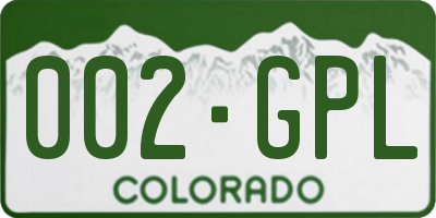 CO license plate 002GPL