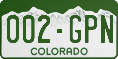 CO license plate 002GPN