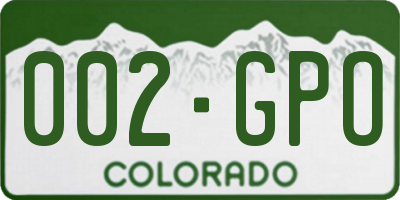 CO license plate 002GPO