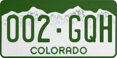 CO license plate 002GQH