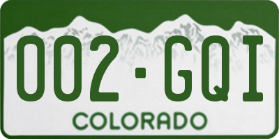 CO license plate 002GQI