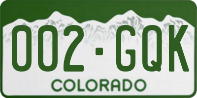 CO license plate 002GQK