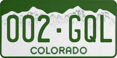 CO license plate 002GQL