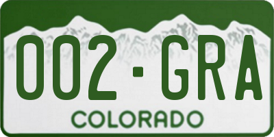 CO license plate 002GRA