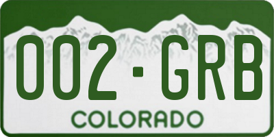 CO license plate 002GRB