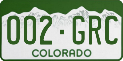 CO license plate 002GRC
