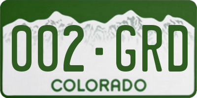 CO license plate 002GRD