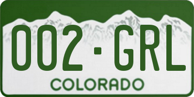 CO license plate 002GRL