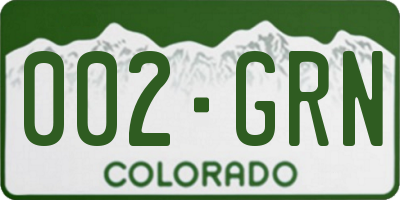 CO license plate 002GRN