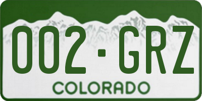 CO license plate 002GRZ