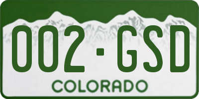 CO license plate 002GSD