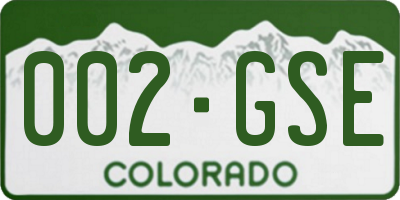 CO license plate 002GSE
