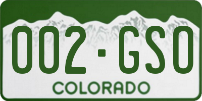 CO license plate 002GSO