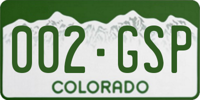 CO license plate 002GSP