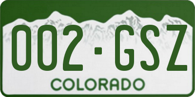 CO license plate 002GSZ