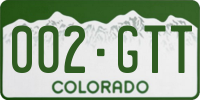 CO license plate 002GTT