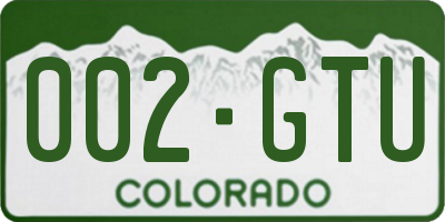 CO license plate 002GTU