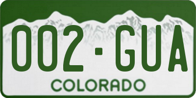 CO license plate 002GUA