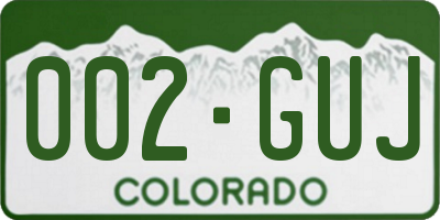 CO license plate 002GUJ