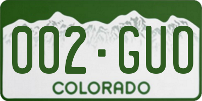 CO license plate 002GUO