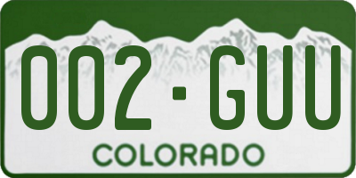 CO license plate 002GUU